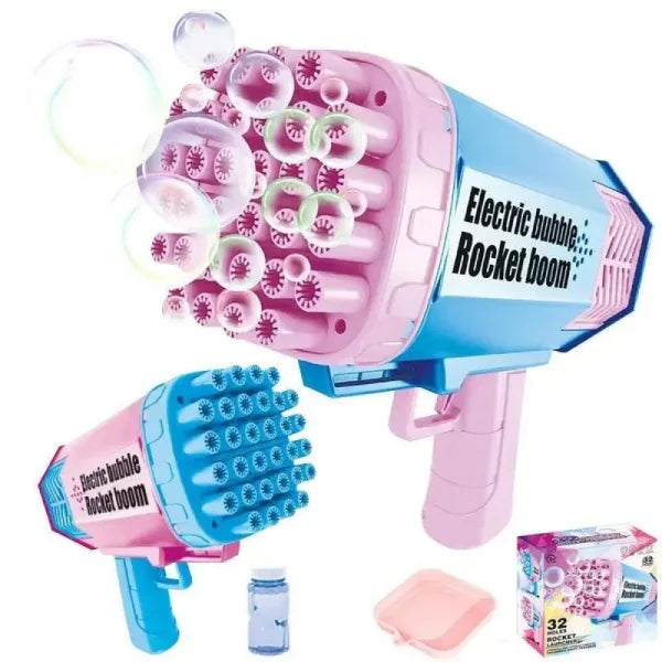 32 Holes Bubble Gun Rechargeable Machine Blaster Gun With Lights