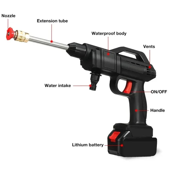 Automatic Cordless Wireless Car Wash Spray Gun High Pressure 48v Lithium