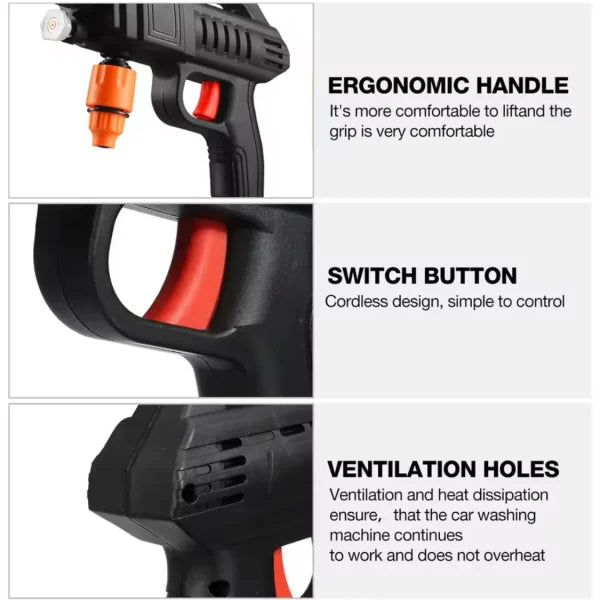 Automatic Cordless Wireless Car Wash Spray Gun High Pressure 48v Lithium