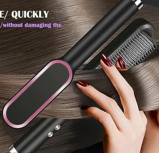 2-in-1 Hair Straightener Iron Brush Straight Hair