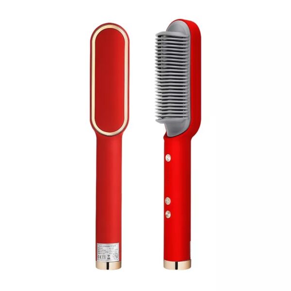 2-in-1 Hair Straightener Iron Brush Straight Hair