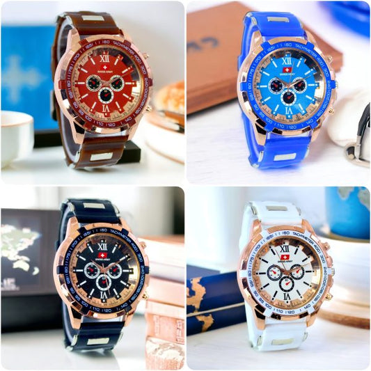 Latest Design Sports Rubber Straps Analog For Men And Boys