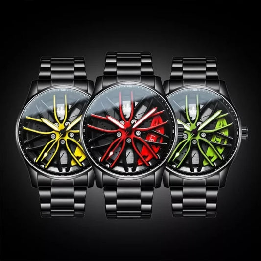 Mens Quartz Luxury Car Rim Watch | Car Wheel Hub Watch For Boys & Mens (random Dial Color And Random Strap Color)