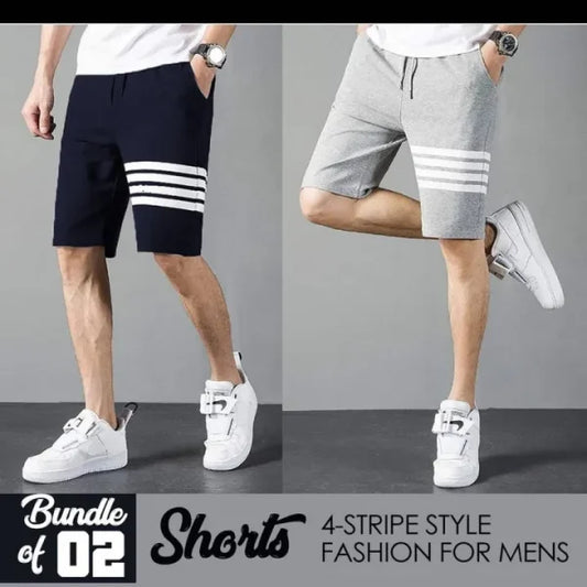 Pack Of 2 Lining Stripe Style Fashion Short For Mens (black & Grey)