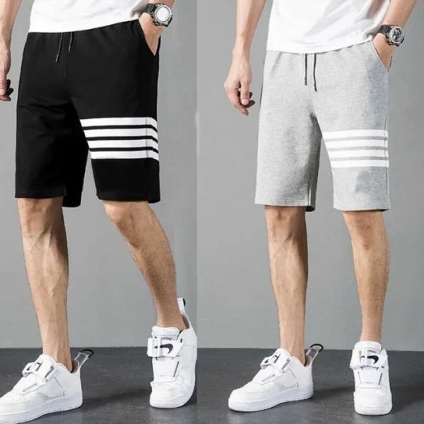 Pack Of 2 Lining Stripe Style Fashion Short For Mens (black & Grey)