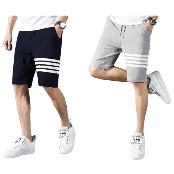 Pack Of 2 Lining Stripe Style Fashion Short For Mens (black & Grey)